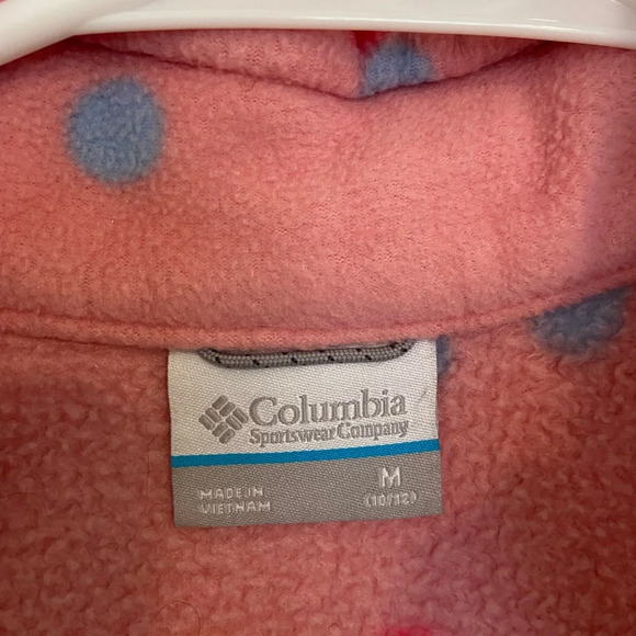 EUC | Columbia girls pink dot patterned fleece zipper jacket —‎ medium - Picture 5 of 8